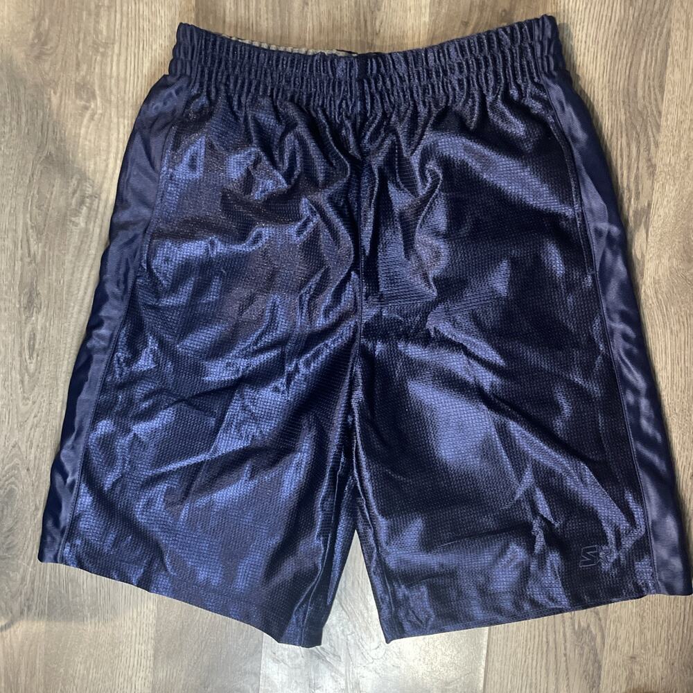 youth xl starter shiny/shimmer Basketball shorts Navy Blue Vintage y2K Pockets